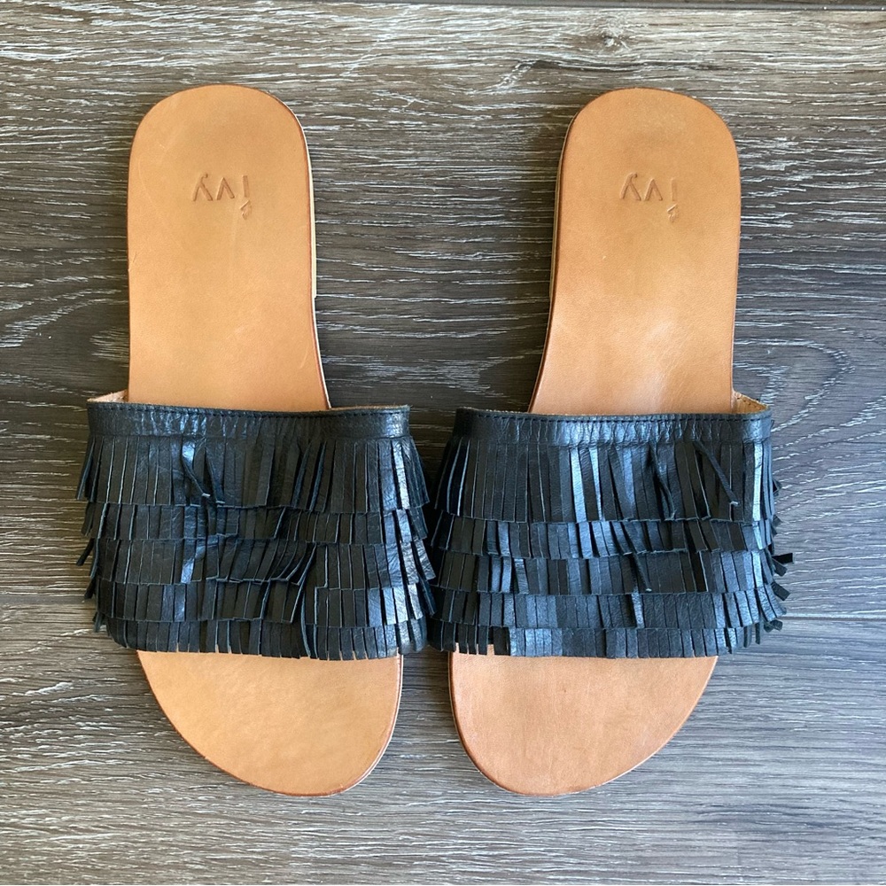 Ivy Fringe Sandal Slide Size 9